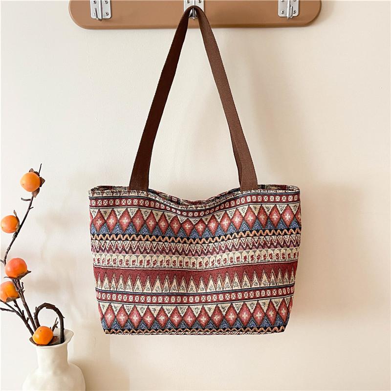 New Summer National Style Women's Bag Fashion Contrasting Color Large Capacity Niche Women's Bag Shoulder Bag Tote Bag Women's Bag