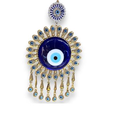 Golden Evil Eye Wall Hanging – Handmade Metal & Glass Nazar Protection Charm | Luxury Home & Office Décor | Spiritual Good Luck Amulet