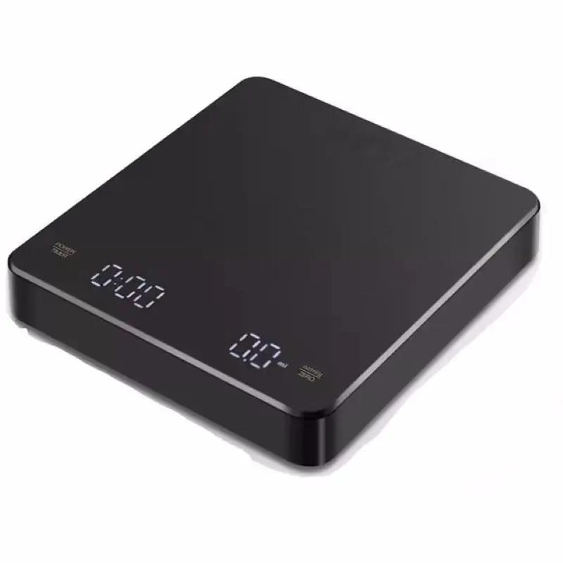 

USB Цифровые Весы для Кофе Перезаряжаемые LED Экран 0,1 г Высокая Точность Кухонные Весы с Таймером для Эспрессо 3Kg чёрный