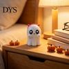 Autumn Home Decoration Halloween Ghost Resin Figurine, Cute Spooky Elf Desk Ornament with Sculpture Pink Devil Horns, Mini Tabletop Decor for