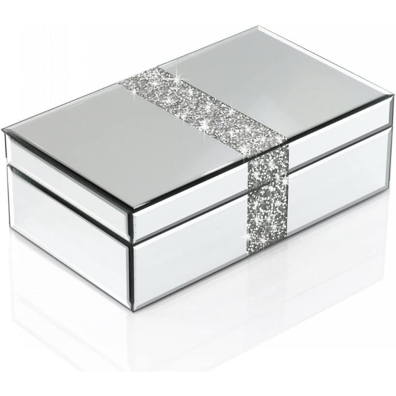 

Luxury Makeup Organizer Crystal Glass Jewelry Box Nordic Elegant Modern Cosmetics Organizer Perfume Storage Box Cosmetic Boxs