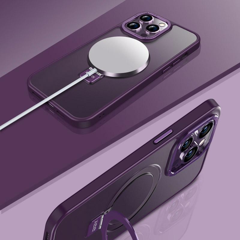 For iPhone 14 Pro Case TPU+PC Phone Cover with Magnetic Invisible Kickstand