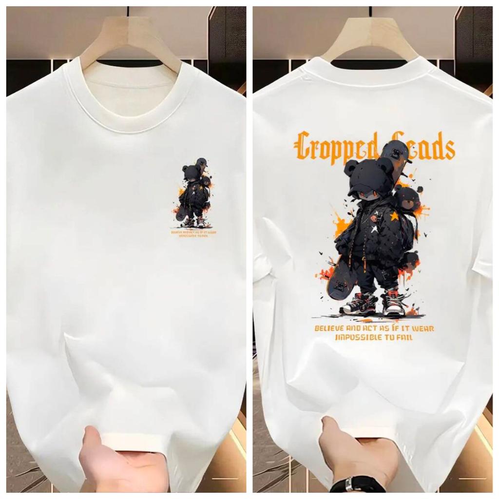 Unisexs Summer New Oversized Crew Neck Tee American Trend Cartoon Print Cool Ins Streetwear Tshirt