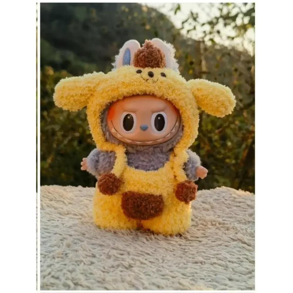 New 17cm Labubu Inventory Cute Fashion Clothing Accessories Labubu Headband Scarf Decoration Bubble Doll Clothing Birthday Gift