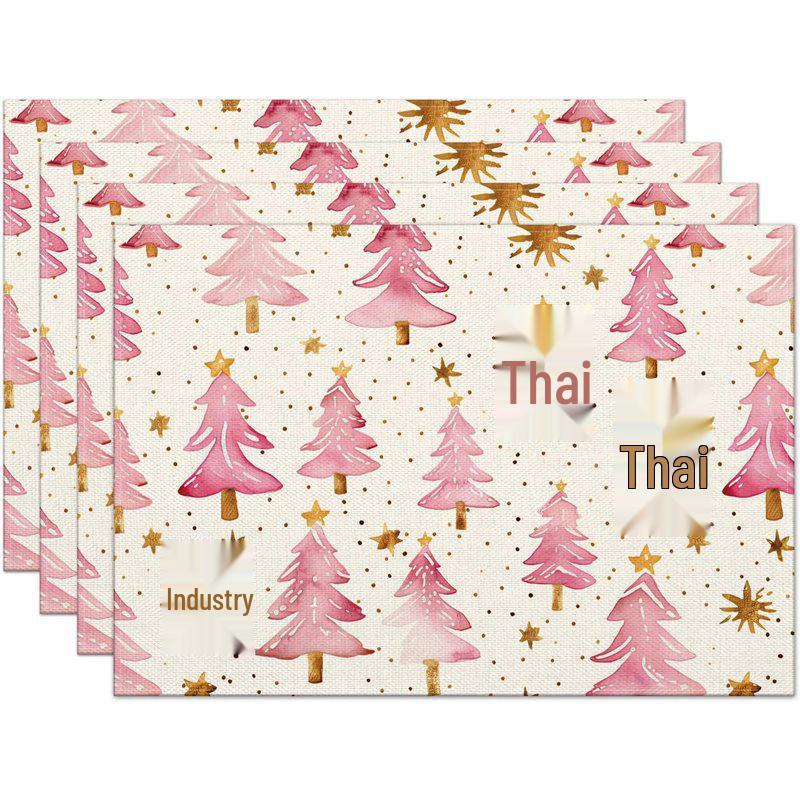 New Christmas Linen Square Placemat - Festive Party Tablecloth Decor, Beautify Coffee Table Mat.