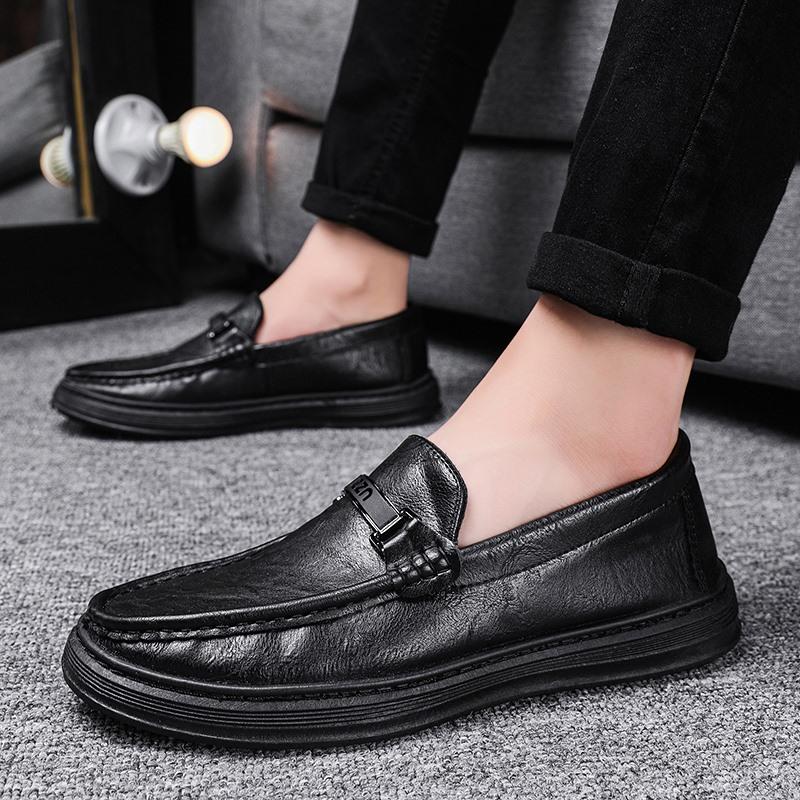 Fashion Loafer Shoes For Men Trendy Leather Slip-on Shoes Moccasins Handmade Male Casual Shoes Moccasins Driving Footwear