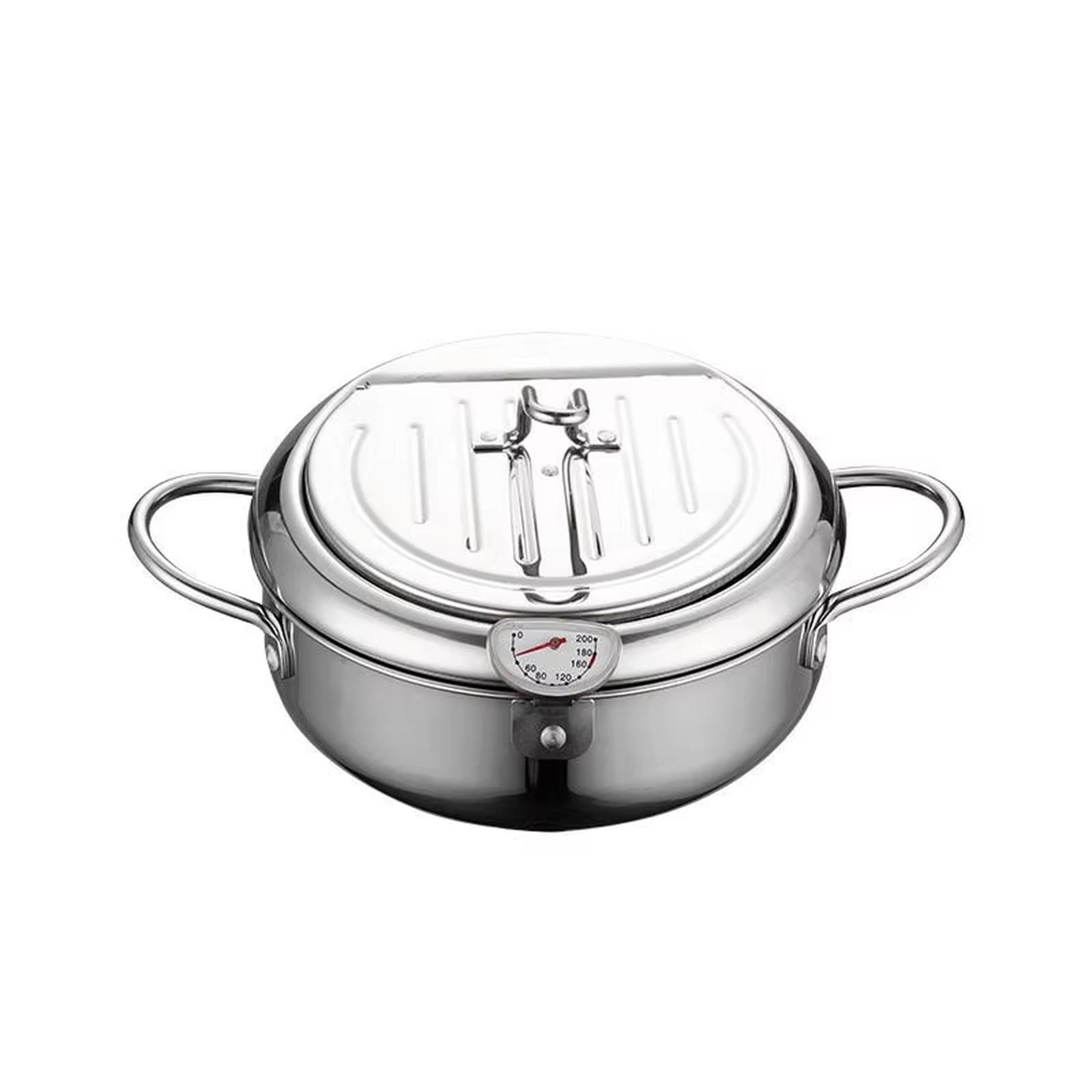 Japanese Tempura Deep Fryer Pot Stainless Steel for Gas Induction Cooker one size