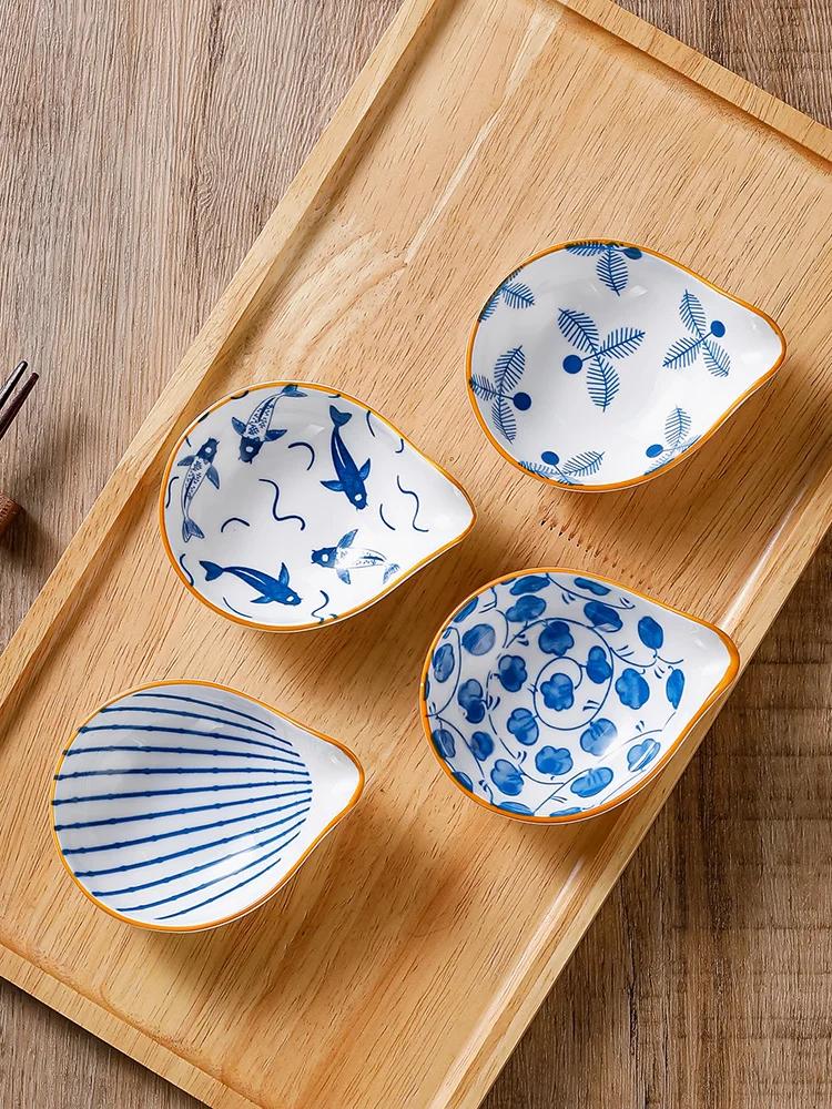 4 bucăți farfurie din ceramică în stil japonez pentru condimente de uz casnic ceramică mini vas de scufundare sushi sos de soia gustare veselă