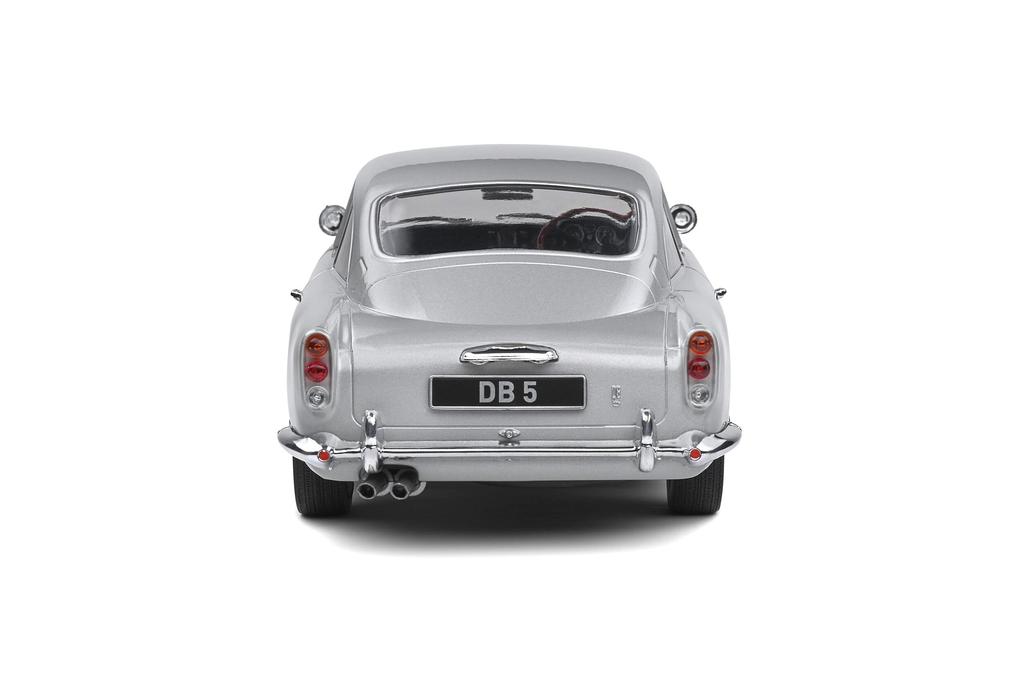 Solido Aston Martin DB5 scale diecast model 1964 James Bond car from the 007 1/18 car, (Silver Birch), movie