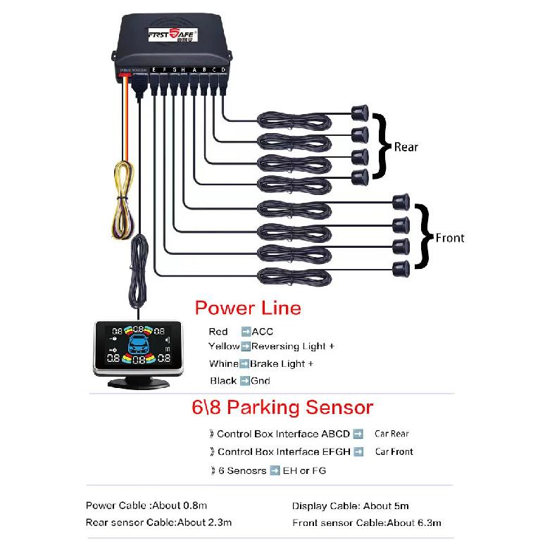 Electromagnetic Parking Sensor LED Monitor 8 Sensor Front Parktronic System Motion Detection Backlight