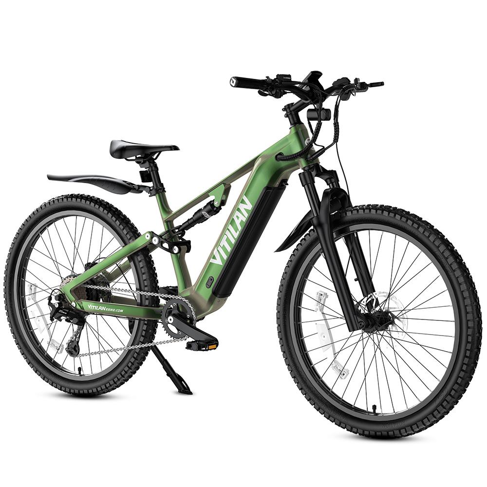 Electric Bicycle All Terrain Vitilan M5 27.5" Tire 500W Motor Fully Suspended Adult Electric Bike 48V 15Ah Dual Hydraulic Brakes Max Load 150Kg