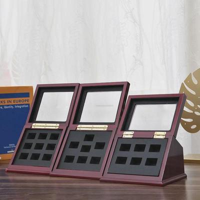 Classic Trapezoidal Wooden Ring Jewelry Box with Multiple Compartments