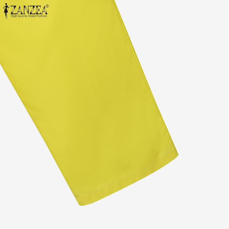 ZANZEA Women Long Sleeve Print Blouse and Pants Casual Two Piece Suit Sets