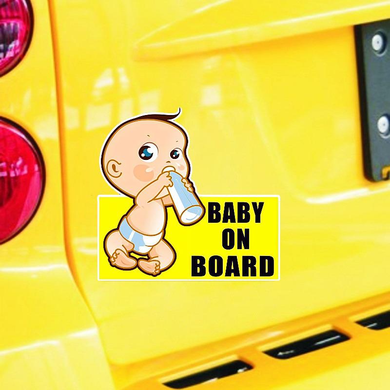 Adorable Baby On Board Car Window Sticker - Milk Bottle Baby Pattern, Durable Waterproof Decal, Family Car Exterior Safety Decor