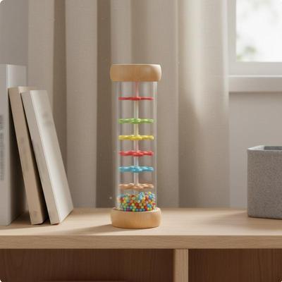 Wooden Rain ChildCentered Influenced Rattle Soothing Raindrop Sounds Rainfall Shaker for