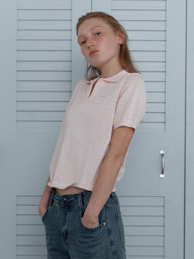 Elssibeui Zip-Up Detail Knit Top_Pink