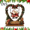 Wooden Heart Shaped Ornaments Christmas Santa Claus Ornament, Vintage 2D Flat Wreath Holiday Home Accents Desktop Plaque, Decoration for Shelf, Table,