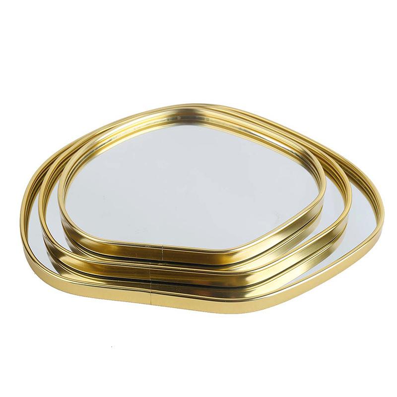 1Pc Potato-shaped Light Luxury Home Table Decoration Gold Nordic Shooting Props Jewelry Mirror Tray