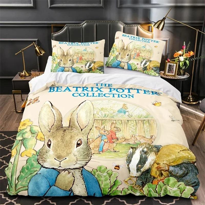 3D Print Peter the Rabbit  Bedding Set,Duvet Cover Comforter Bed Set Quilt Cover Pillowcase,King Queen Twin Size Boys Girls