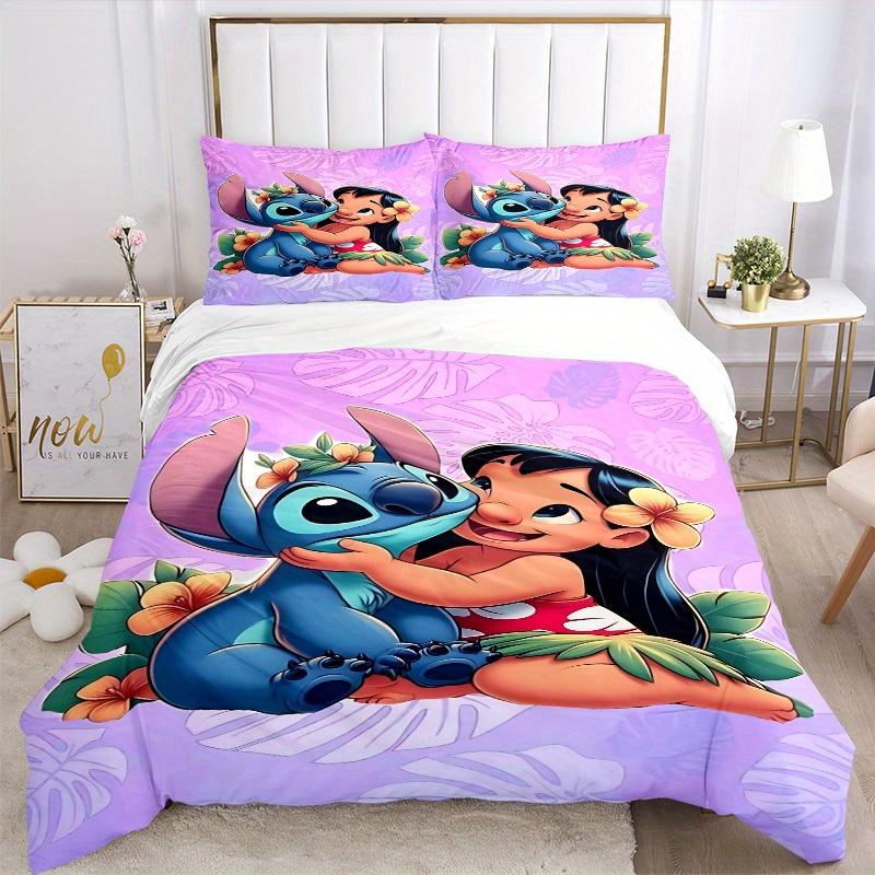 3-teiliges Bettwäsche-Set mit Stitch und Lilo Aufdruck, Atmungsaktiv und Weich, Maschinenwaschbar, Weihnachtsgeschenk, Geeignet für Schlafzimmerdekoration, 100