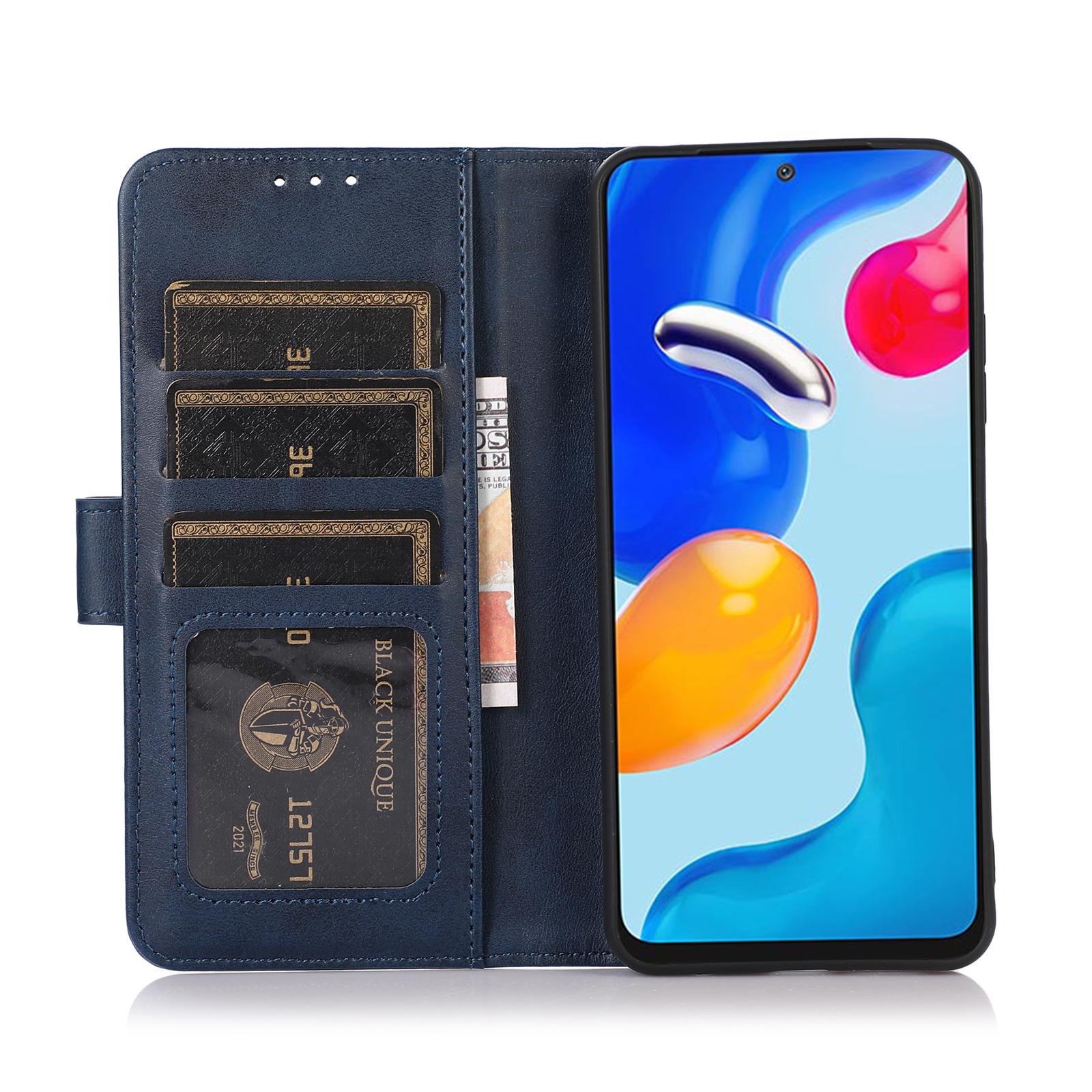 

For Samsung Galaxy A35 5G Cell Phone Case Cowhide Texture Shockproof Stand Cover Blue