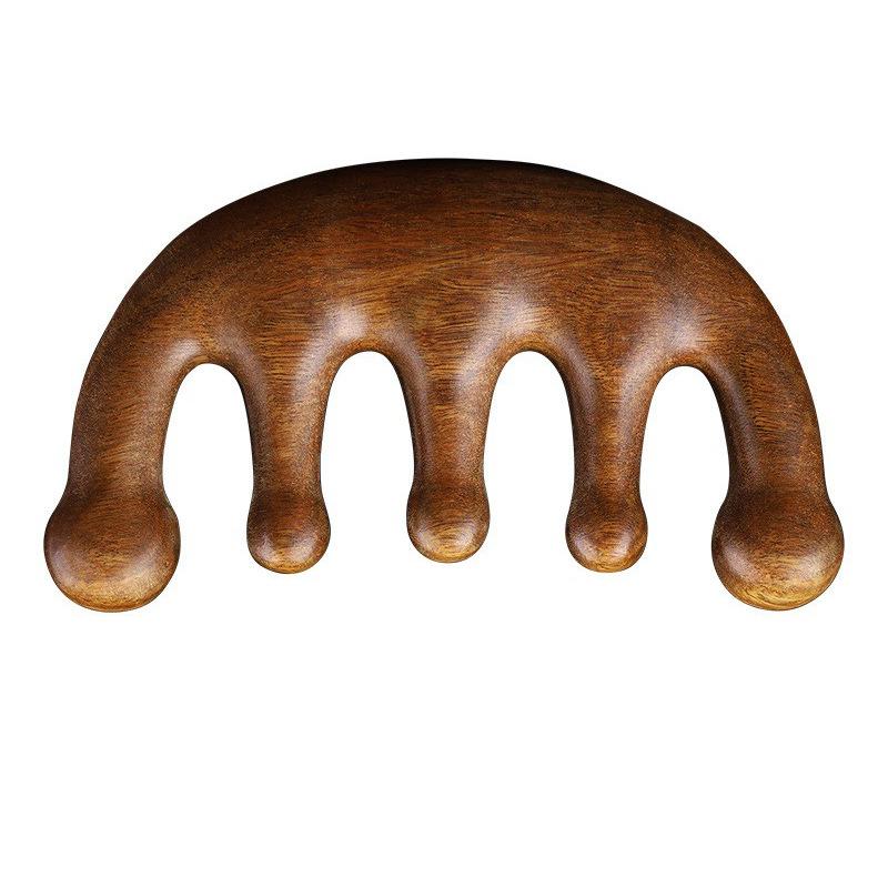 

Массажная расческа с меридианами тела, сандаловое дерево, пять широких зубцов, китайская медицина, ТКМ, терапия, кровообращение, гладкая защита от выпадения волос