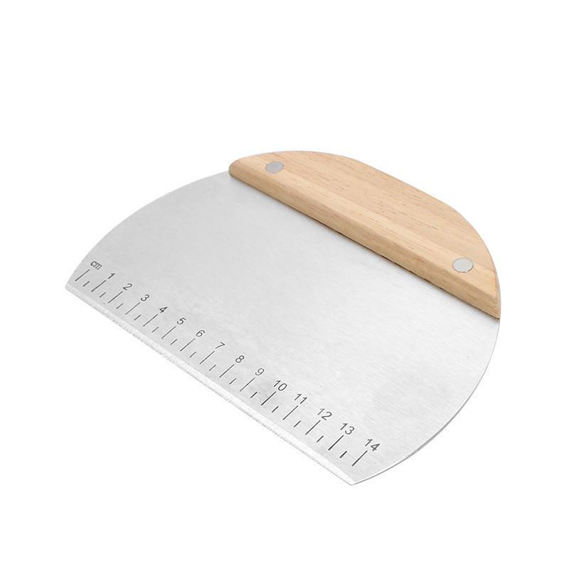 Multifunctional Stainless Steel Dough & Cream Scraper with Wooden Handle