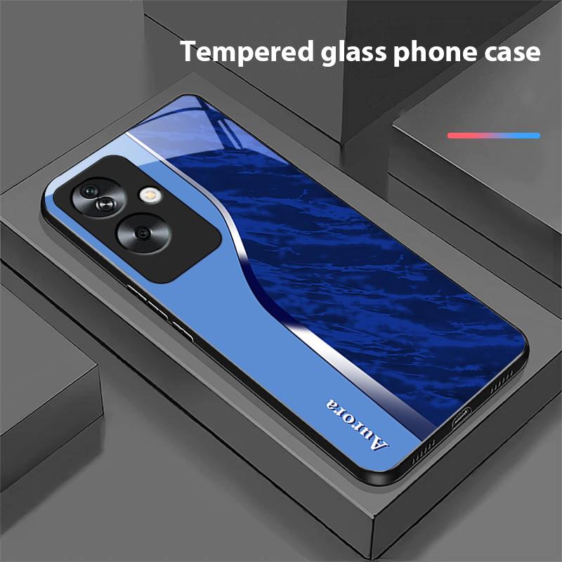Water Pattern Purple For Oppo A79 5G 58 78 74 60 4G Reno 11F Realme GT 6 11 Note 50 10 C55 X2 Tempered Glass Black Phone Case
