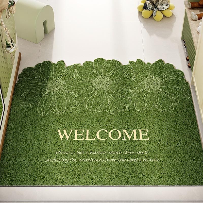 Small Fresh Entrance Door Floor Mat Household Entrance Entrance Entrance Dirt-Resistant Silk Ring Floor Mat Dust Removal Can Be Cut Non-Slip Foot Pad 40*60cm темно-зеленого