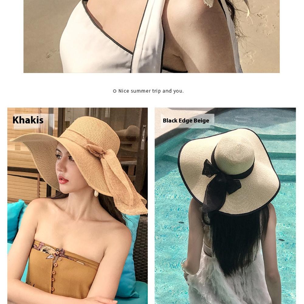 Wide Brim Straw Hat for Women - Summer Beach Sun Hat, UPF Sun Protection, Fashionable & Packable