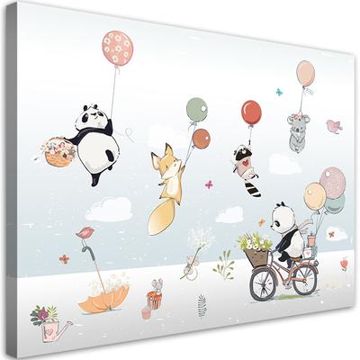 Canvas Print Colourful Animals with Balloons