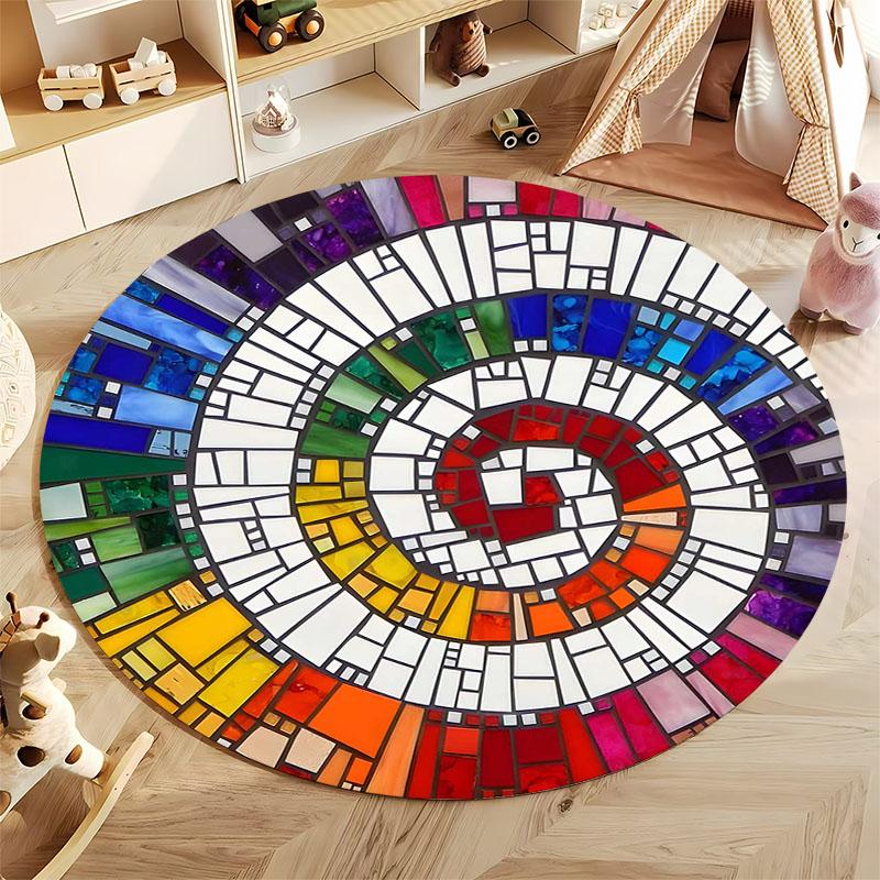 Colorful Mosaic Spiral Rug for Modern Living Rooms round carpet for home sofa bedroom, gift