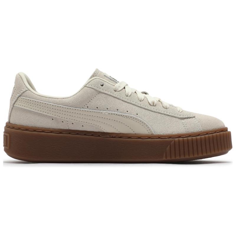PUMA Suede Platform CORE Women Vintage Low Top Skate Shoes Snow White Gum Brown 363559-19