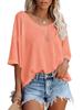 2024 Damen Sommer V-Ausschnitt Fledermausärmel Waffelstrick Kurzarm Locker T-Shirt Top