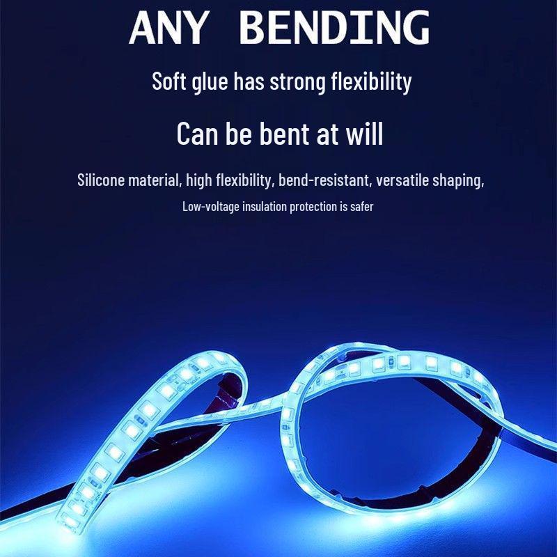 Waterproof 24V LED Strip Light, 3m² Area, Self-Adhesive Silicone, Outdoor Pool Illumination