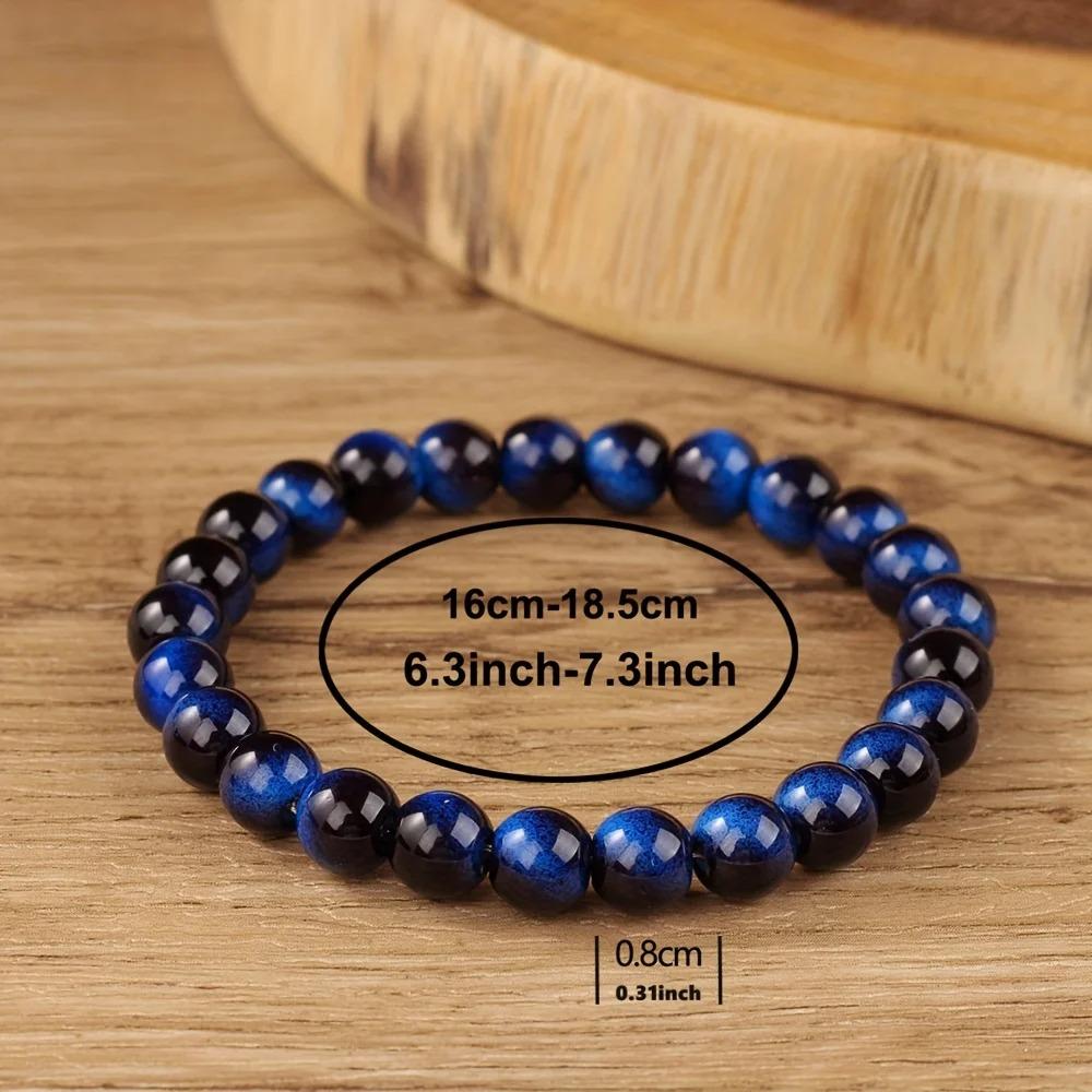 1pc Fashion Men Jewelry Blue Bracelets For Family Daily Birthday Pulseira Unique Natural Stone Lucky Bracelet