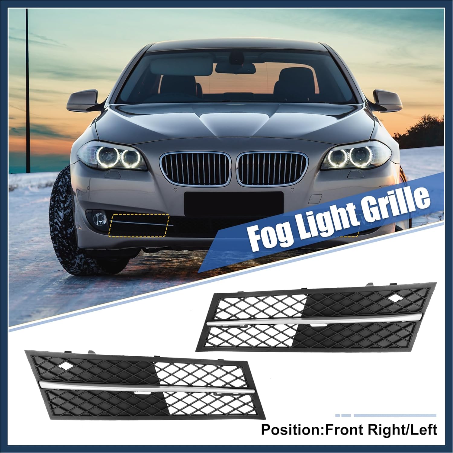 

Pair Front Fog Light Grille Bumper Grill Cover for BMW F10 F11 528i 535i 2011-2013 51117200699 51117200700 Replacement Car Parts Stylish Design