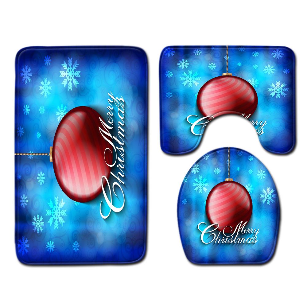 Christmas Bathroom Floor Mat Toilet Three-Piece Set