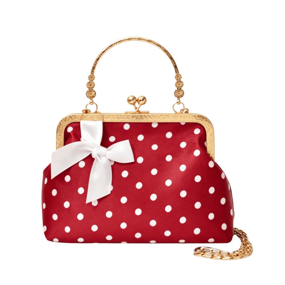 Sac à Bandoulière à Fermoir Baiser à Pois Poignée Métallique Sac de Soirée Fermoir-Top Sac à Main Femmes