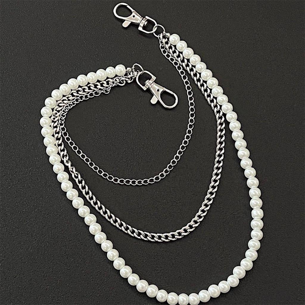 Simple Waist Chain For Women Temperament Pearl Beaded U-Shaped Waist Chain Hip Hop Rock Personality Jeans Chain Accessories