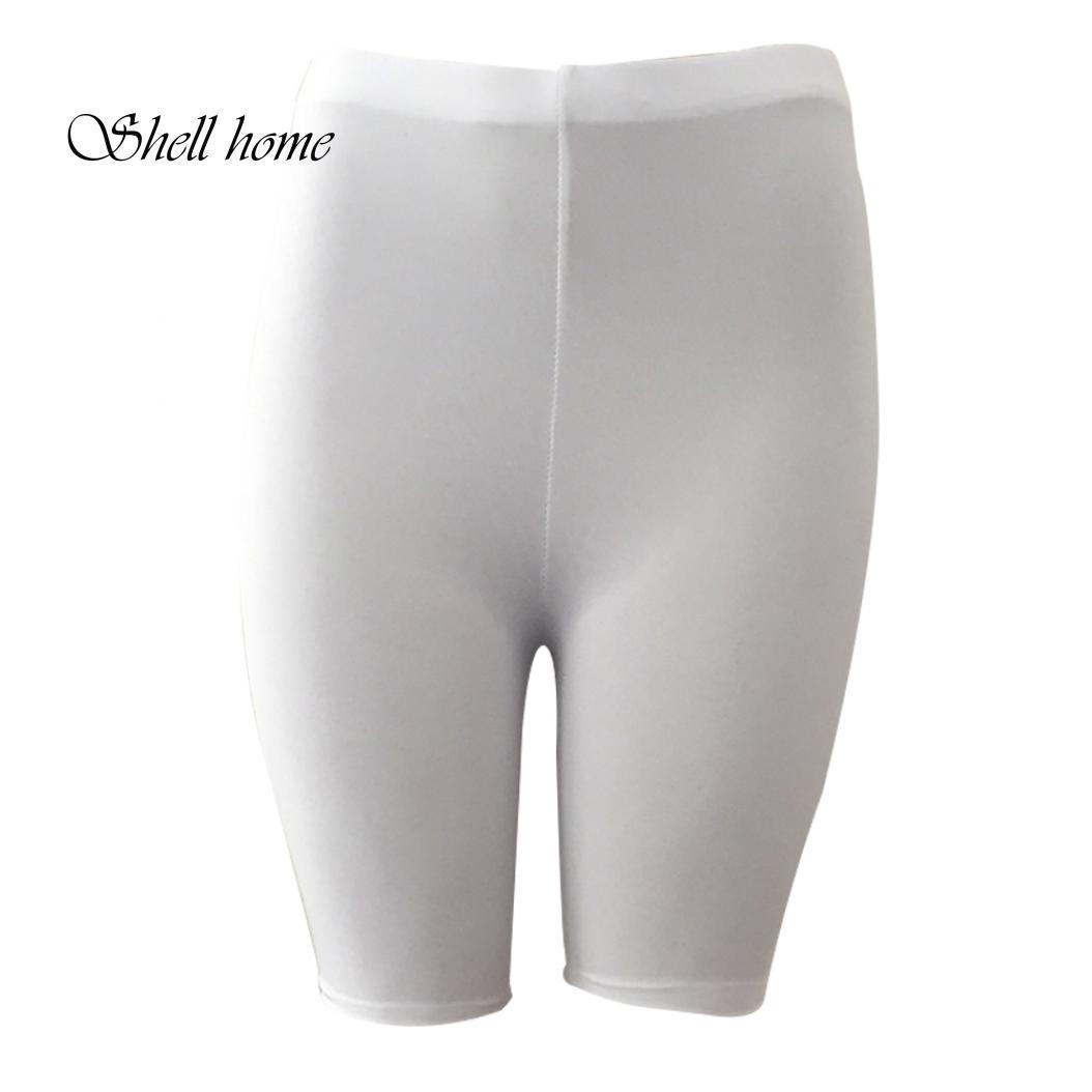 

Бесшовные эластичные однотонные женские велосипедные шорты с высокой талией S белый