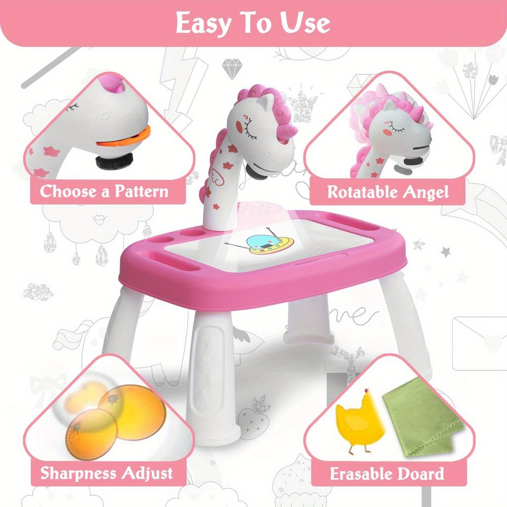 Unicorn Projection Drawing Table, Interactive To Stimulate Creativity, No Batteries Required - Perfect Gift for Dreamers