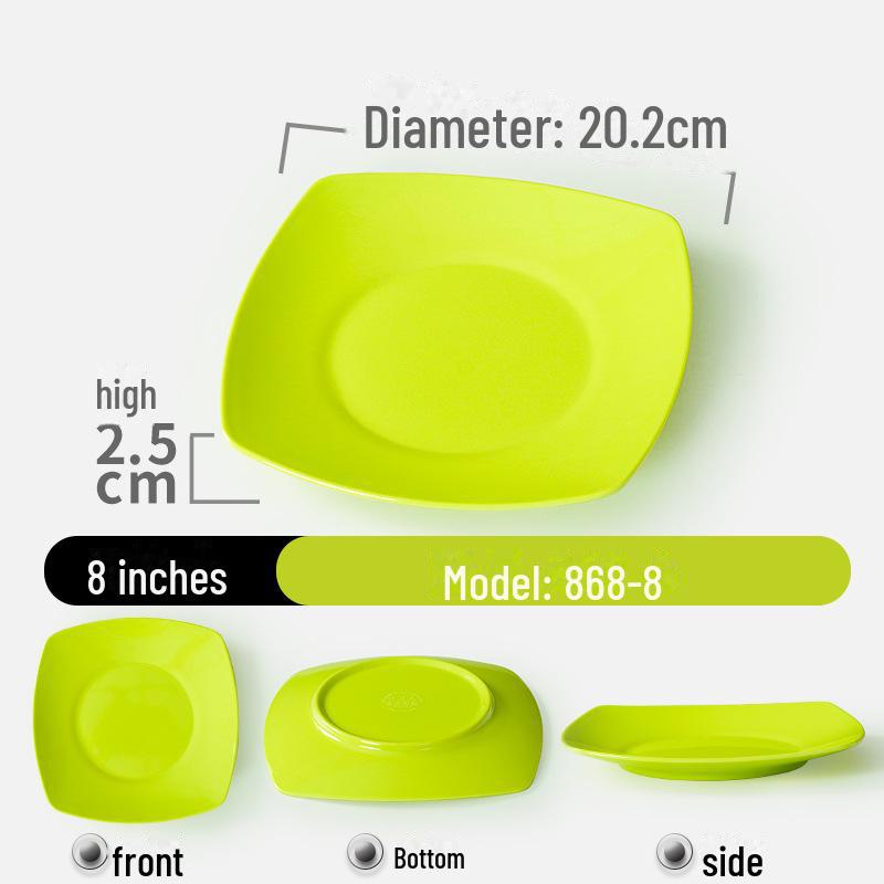 Shatter-Resistant Melamine Square Plate - Durable Imitation Porcelain for Restaurants and Hotels.