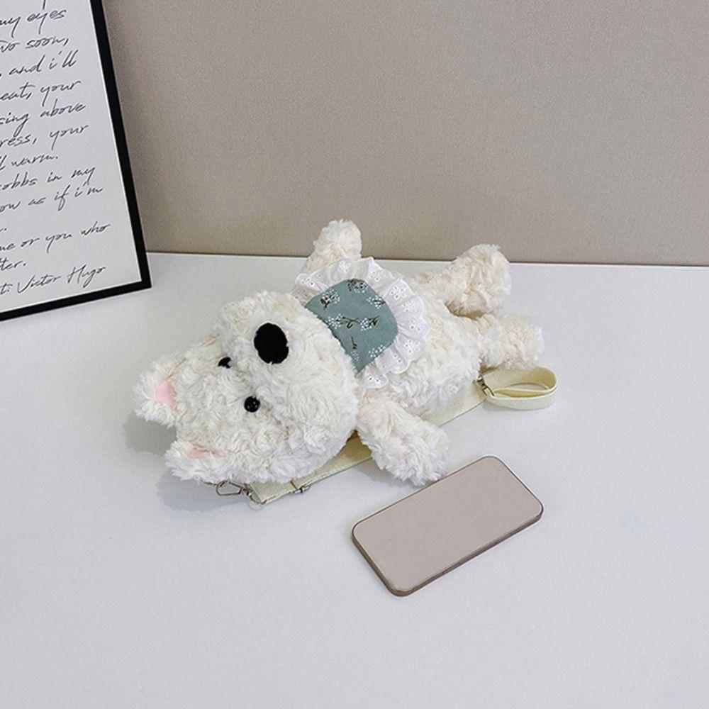 Shoulder Bag Westie Dog Plush Backpack Stuffed Running Dog Knapsack  Kids Playing Supplies