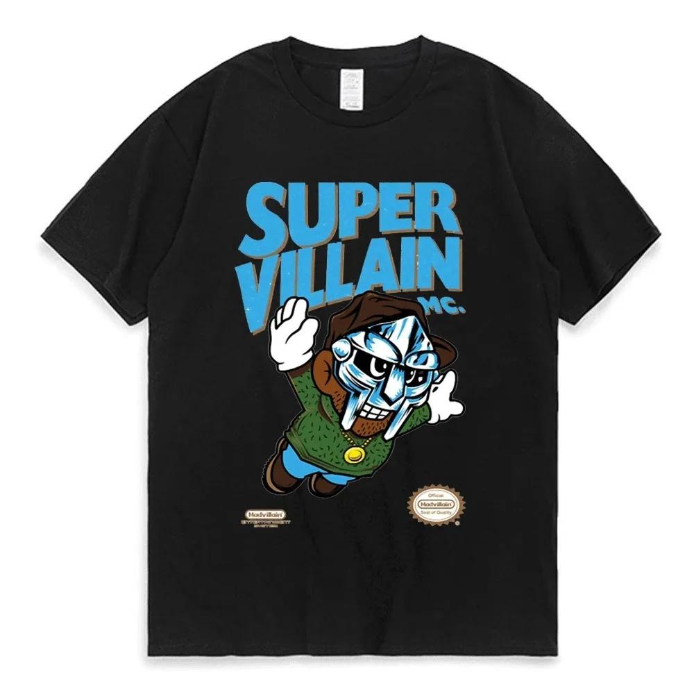 Zpěvák Mf Doom Madlib Madvillain Oboustranné grafické tričko Topy Pánské volné hip-hopové tričko Muži Ženy Fleece Bavlněná trička