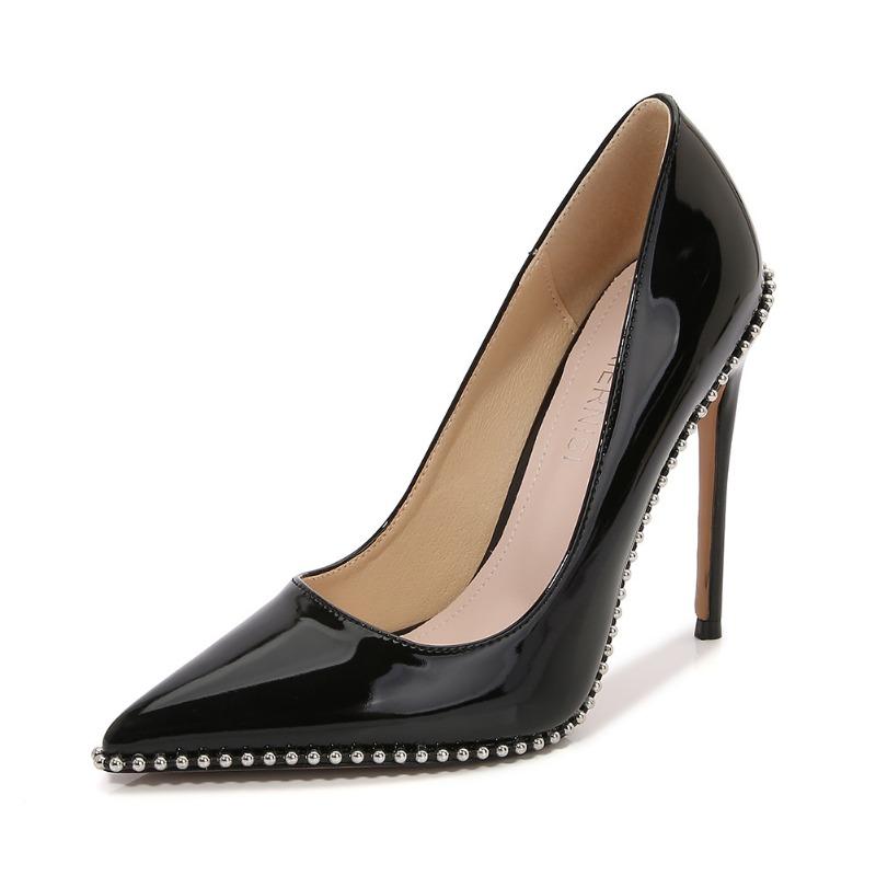 

Wind sexy nightclub showing thin super high heel thin heel large size edge pointed women s single shoes 35 чёрный