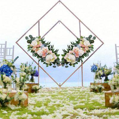 1 Pièce 70x30cm Rangée de Fleurs Artificielles pour Mariage Faux Rangée de Fleurs de Mariage Rose Soie Fausse Fleur Arche Fond Vitrine Florale Fête Décoration de Maison