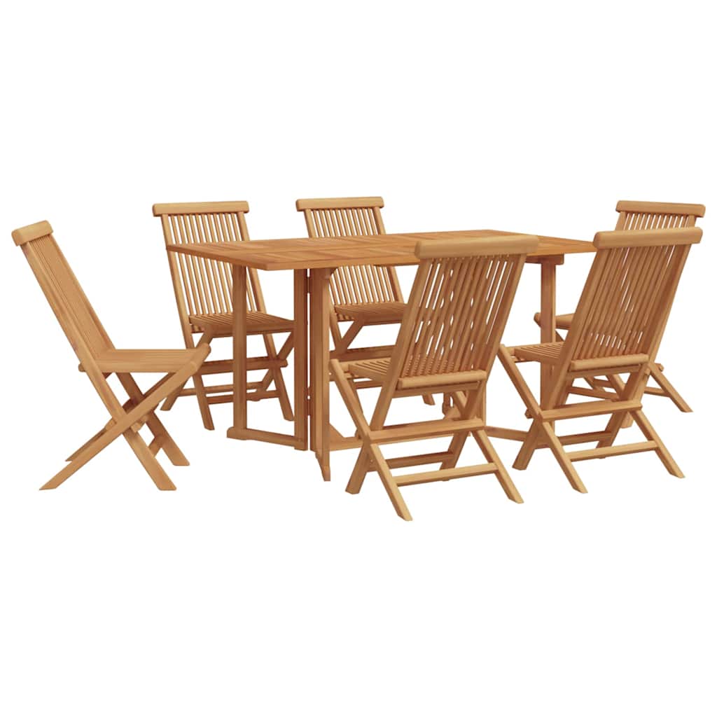 Garden Dining Set 7 pcs Brown Solid Wood Teak