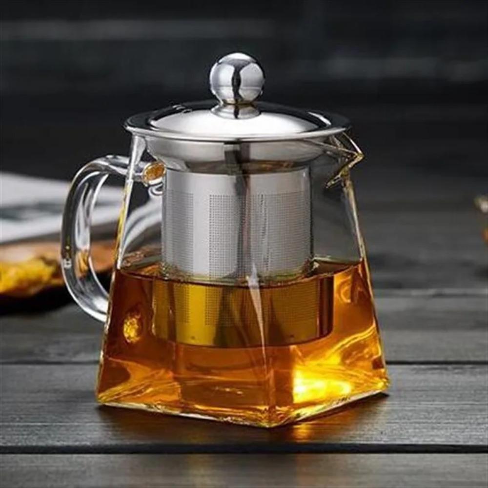 Glass Teapot Heat-resistant Flower High Borosilicate Fair Pot Stainless Steel Bubble Teapot with Filter Heat-resistant Glass Pot