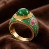 Europe, America, popular retro egg surface enamel with zircon ring, new Chinese temperament, personalized fashion ring